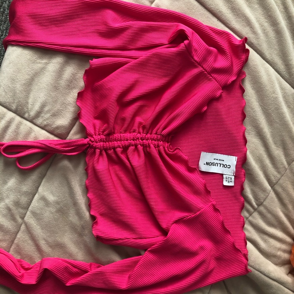 Pink off the shoulder collusion top